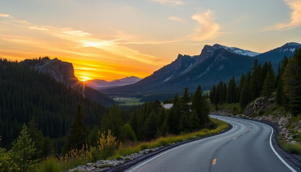 driving to Yellowstone National Park