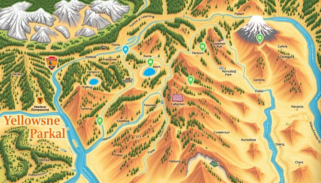 yellowstone national park on a map