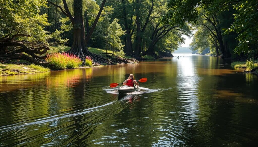 kayaking on the river