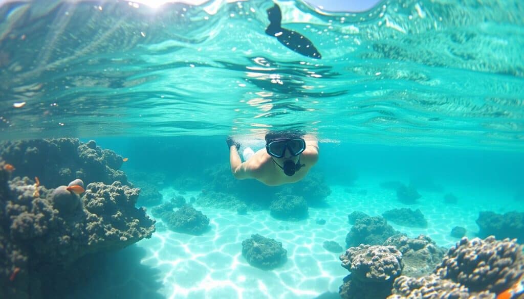 snorkeling in crystal clear water